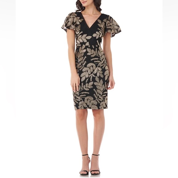 JS COLLECTION Womens Black Flutter Knee Length Formal Dress - New Tag - Reemoly - Picture 1 of 16